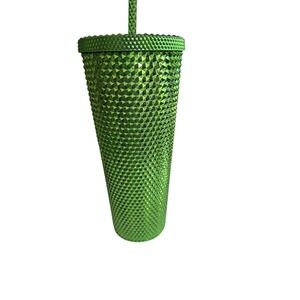 Starbucks Studded Tumbler Green Spiked Cold‎ Cup With Straw 24 oz